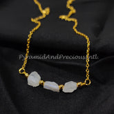 Rough Rainbow Moonstone Necklace, Gemstone Necklace, June Birthstone, Ethnic Jewelry, Gift For Her, Sold By Piece